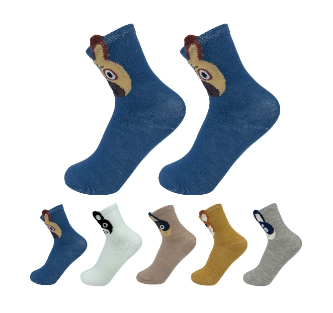 CALCETINES ALGODÓN NIÑO MULTICOLOR LISO DISEÑO PERRO TALLA 6-9 AÑOS 12 UNID - 1