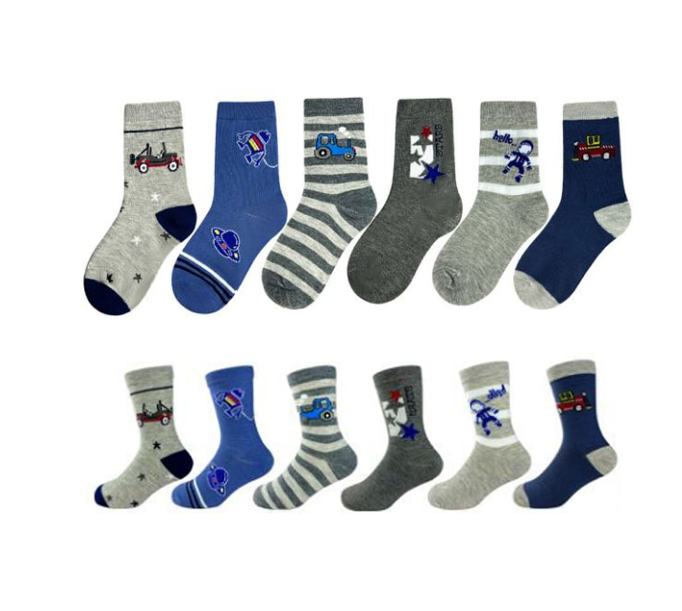 CALCETINES ALGODÓN NIÑO MULTICOLOR LINEAS/ESTAMPADOS TALLA 6 12 UNID - 1