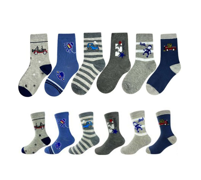 CALCETINES ALGODÓN NIÑO MULTICOLOR LINEAS/ESTAMPADOS TALLA 4 12 UNID - 1