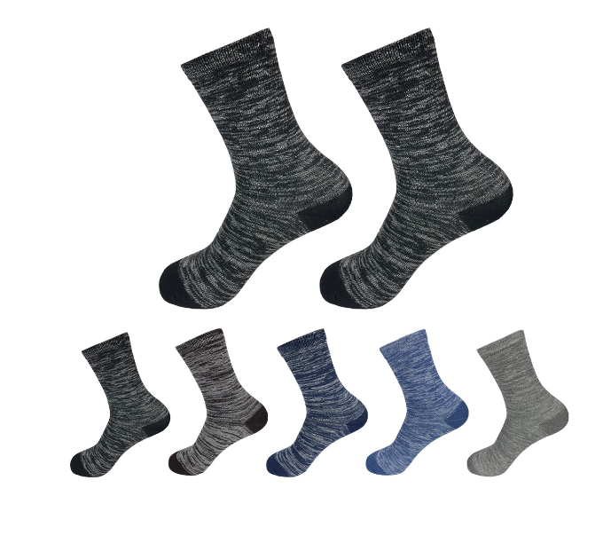 CALCETINES ALGODÓN NIÑO MULTICOLOR JASPEADO CORTE MEDIO TALLA 3-6 12 UNID - 1