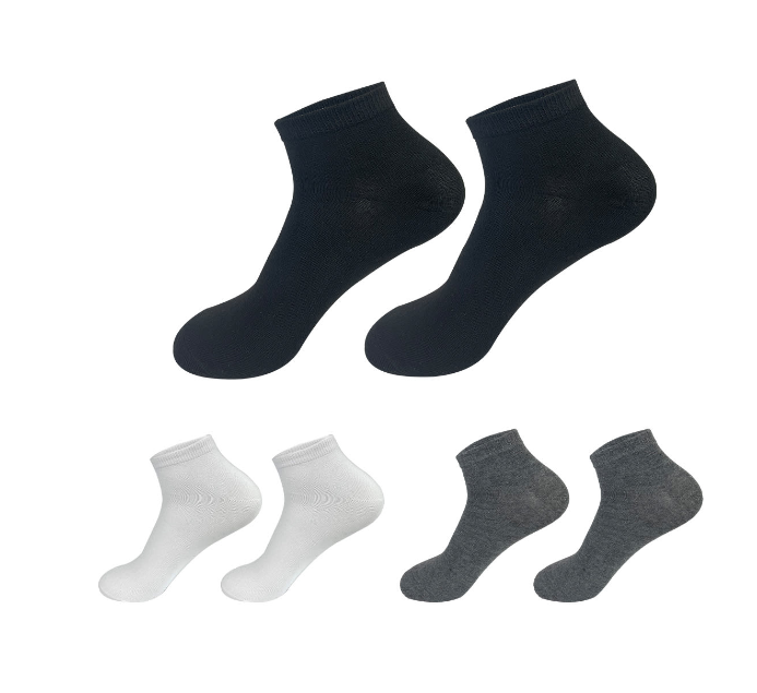 CALCETINES ALGODÓN NIÑO NEGRO/BLANCO/GRIS JUVENIL CORTO TALLA 13-16 12 UNID - 1