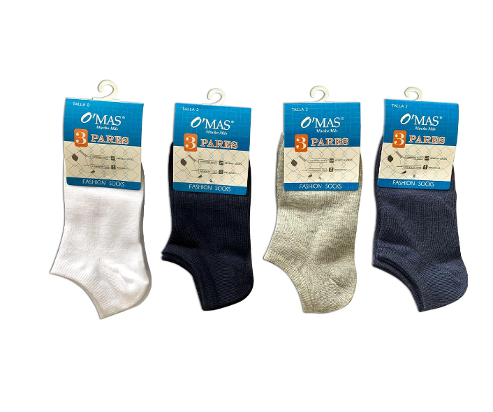 CALCETINES ALGODÓN NIÑO MULTICOLOR CORTE TOBILLO TALLA 4 12 UNID - 1