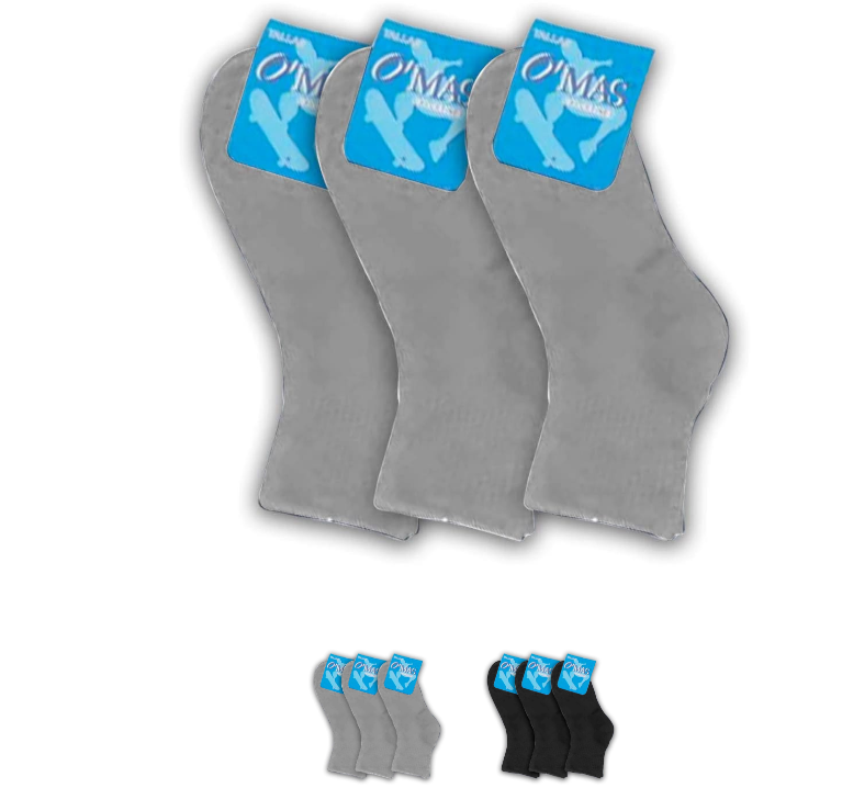 CALCETINES ALGODÓN NIÑO AZUL NEGRO GRIS CORTE TOBILLO 12 UNID - 1