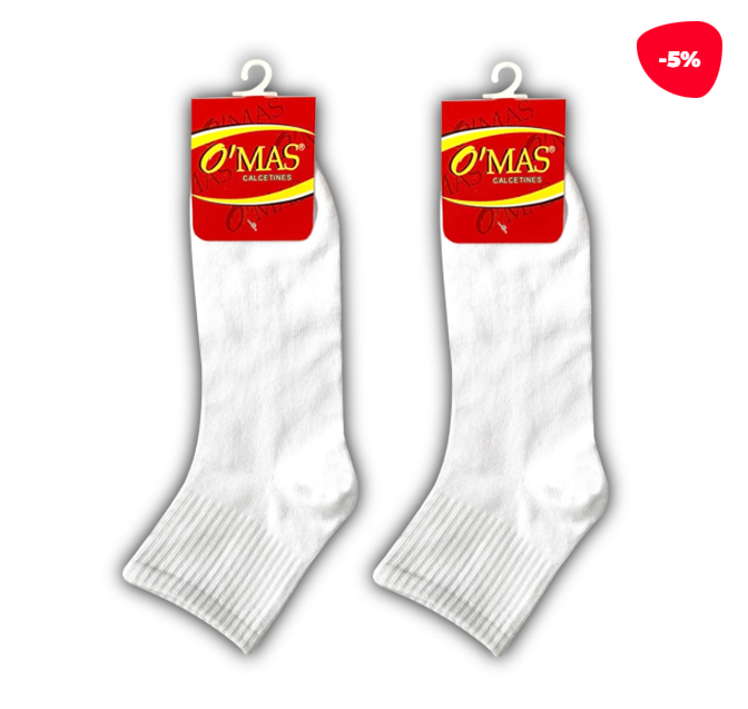 CALCETINES UNISEX BLANCO ESCOLAR CORTO JUVENIL 12 UNID - 1
