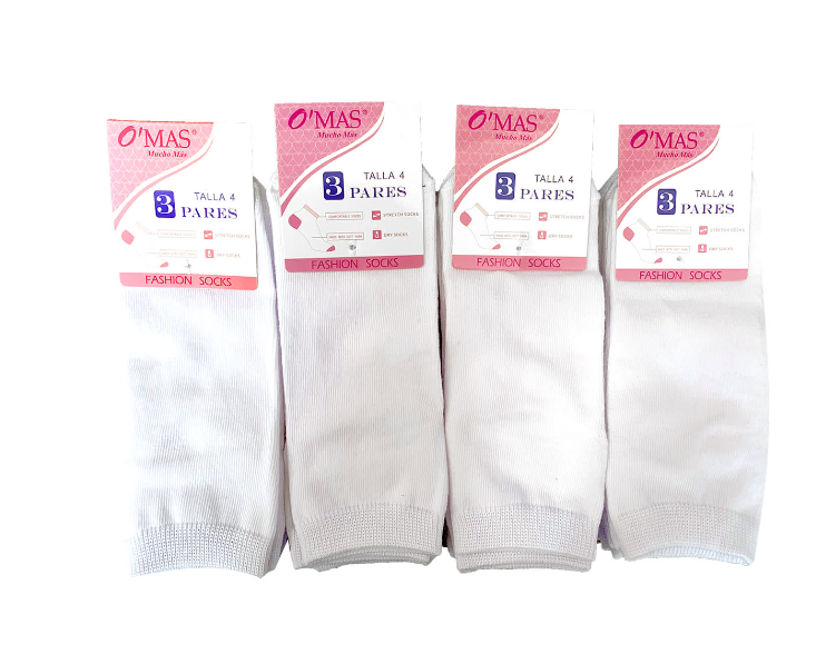 CALCETINES ALGODÓN NIÑO BLANCO CORTE TOBILLO TALLA 2 12 UNID - 1