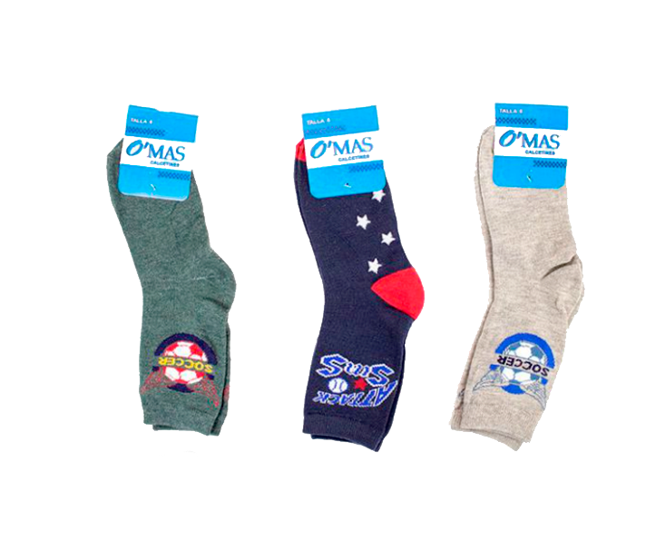 CALCETINES ALGODÓN NIÑO MULTICOLOR MEDIA CAÑA DISEÑOS TALLA 2 12 UNID - 1