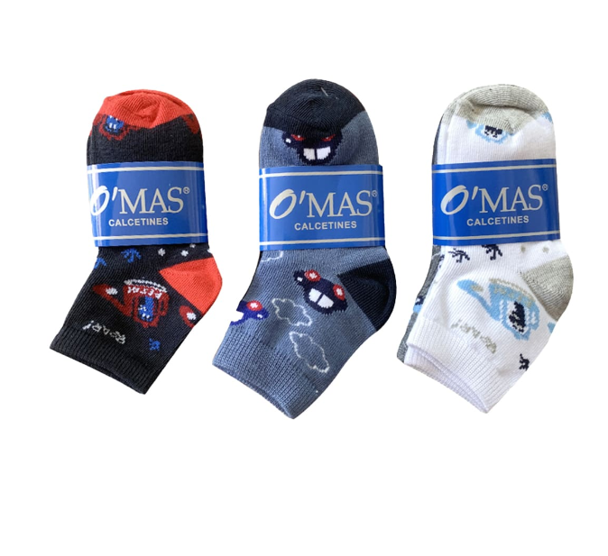 PACK 3 CALCETINES ALGODÓN NIÑO MULTICOLOR DISEÑO TALLA 4 12 UNID - 1
