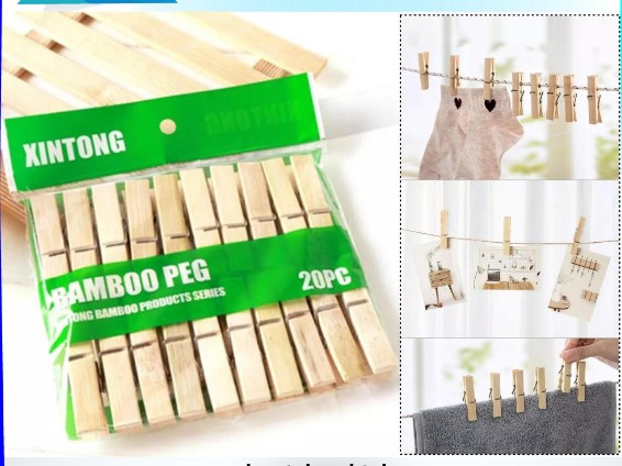 PALOS DE ROPA BAMBOO 20 PIEZAS PINZAS DE MADERA - 1