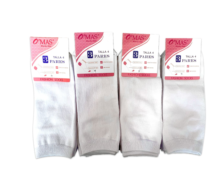CALCETINES ALGODÓN NIÑO BLANCO CORTE TOBILLO TALLA 6 12 UNID - 1