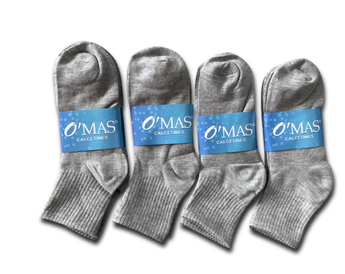 PACK 3 CALCETINES ALGODÓN NIÑO GRIS CORTE MEDIO TALLA 6-9 12 UNID - 1