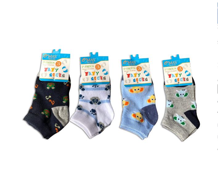CALCETINES ALGODÓN NIÑO MULTICOLOR BEBÉ TOBILLO TALLA 9-18 MESES - 1