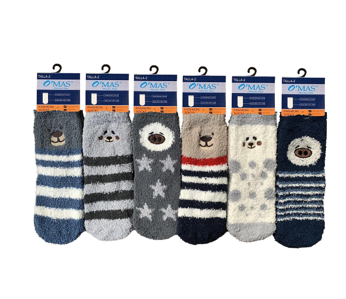 CALCETINES ALGODÓN NIÑO MULTICOLOR PLUMADA MEDIA CAÑA DISEÑO SURTIDO TALLA 6 12 UNID - 1