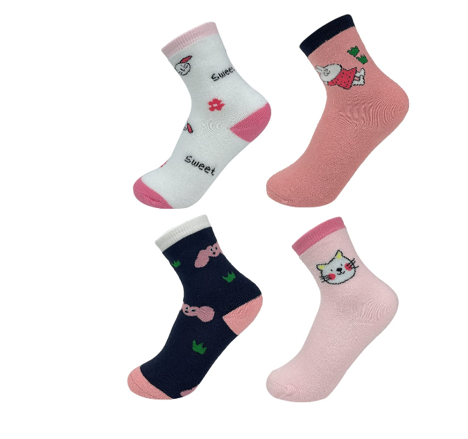 CALCETINES ALGODÓN NIÑA MULTICOLOR CONEJO/GATO TALLA 6-9 12 UNID - 1