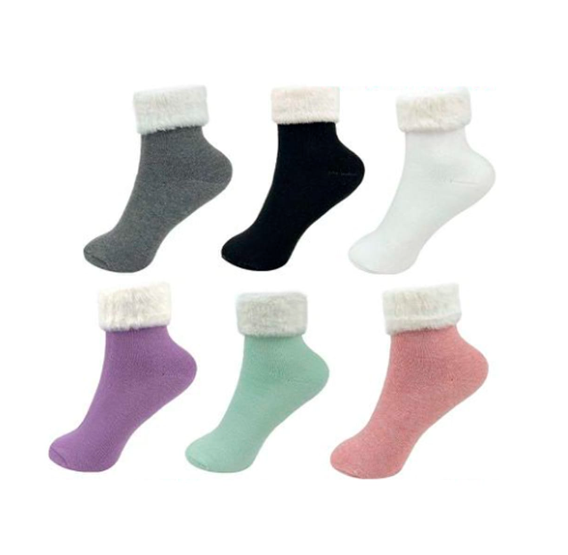 CALCETINES ALGODÓN NIÑA MULTICOLOR JUVENIL PUÑOS TOALLA 12 UNID - 1