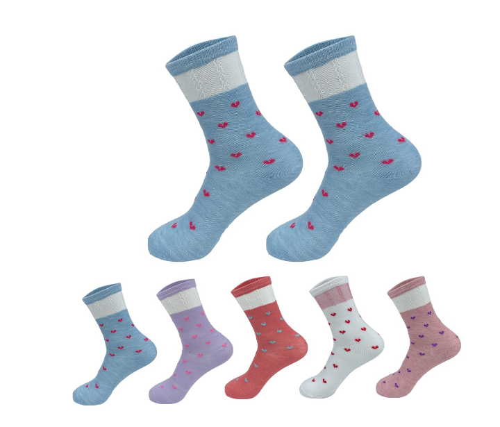 CALCETINES ALGODÓN NIÑA MULTICOLOR DISEÑO CORAZON TALLA 9-12 AÑOS 12 UNID - 1