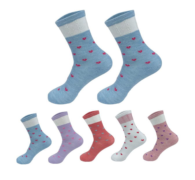 CALCETINES ALGODÓN NIÑA MULTICOLOR DISEÑO CORAZON TALLA 6-9 AÑOS 12 UNID - 1