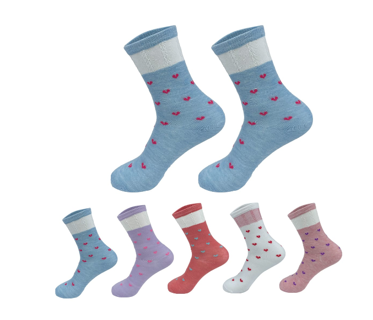 CALCETINES ALGODÓN NIÑA MULTICOLOR DISEÑO CORAZON TALLA 3-6 AÑOS 12 UNID - 1