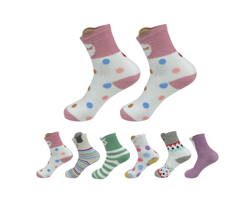 CALCETINES ALGODÓN NIÑA MULTICOLOR DISEÑO ANIMALES SURTIDOS 9-12 AÑOS 12 UNID - 1