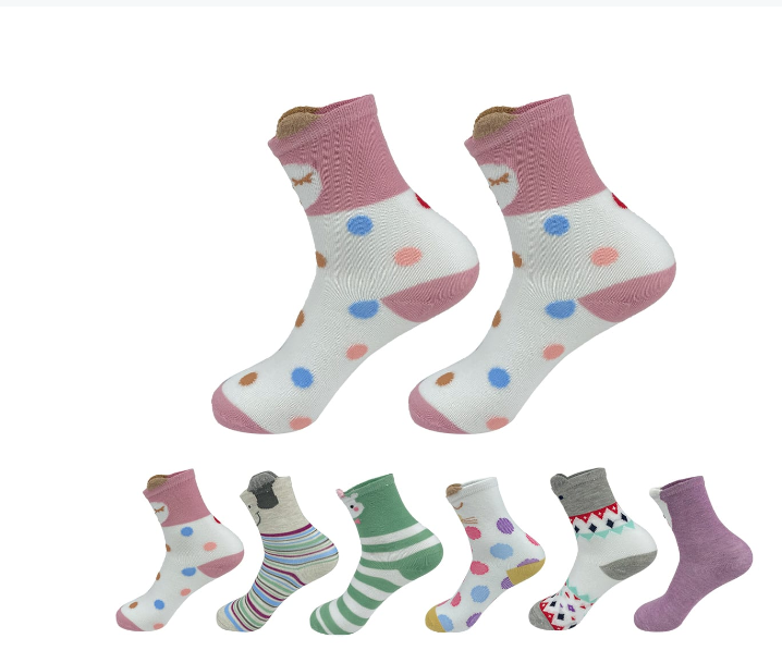 CALCETINES ALGODÓN NIÑA MULTICOLOR DISEÑO ANIMALES SURTIDOS 3-6 AÑOS 12 UNID - 1