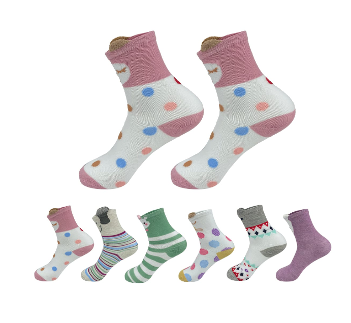 CALCETINES ALGODÓN NIÑA MULTICOLOR DISEÑO ANIMALES SURTIDOS 6-9 AÑOS 12 UNID - 1