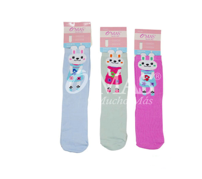 CALCETINES ALGODÓN NIÑA MULTICOLOR CORTE MEDIO ESTAMPADO CONEJOS TALLA 6 12 UNID - 1