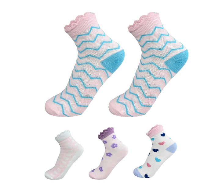 CALCETINES ALGODÓN NIÑA MULTICOLOR CORTE MEDIO BORDES DISEÑO TALLA 3-6 12 UNID - 1