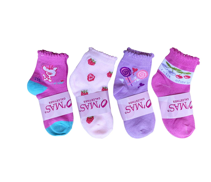 PACK 3 CALCETINES ALGODÓN NIÑA MULTICOLOR BORDADO TALLA 4 12 UNID - 1