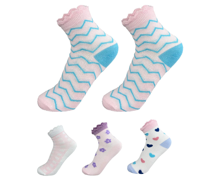 CALCETINES ALGODÓN NIÑA MULTICOLOR CORTE MEDIO BORDE DISEÑOS TALLA 6-9 12 UNID - 1
