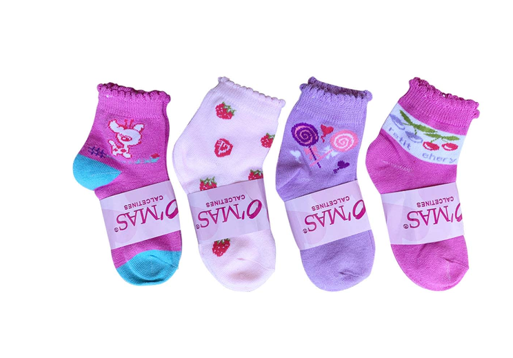 PACK 3 CALCETINES ALGODÓN NIÑA MULTICOLOR BORDADO TALLA 4 12 UNID - 1