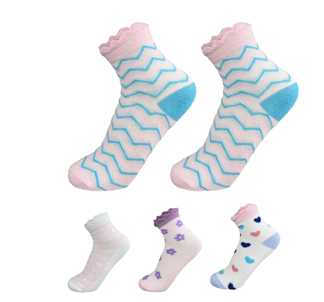 CALCETINES ALGODÓN NIÑA MULTICOLOR CORTE MEDIO BORDE DISEÑOS TALLA 9-12 12 UNID - 1