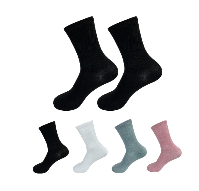 CALCETINES ALGODÓN NIÑA MULTICOLOR JUVENIL CORTE MEDIO LISO TALLA 13-16 12 UNID - 1