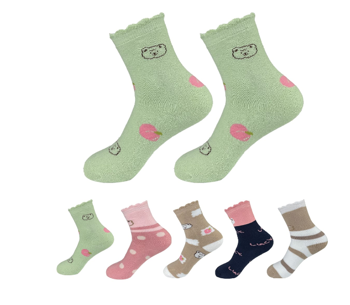 CALCETINES ALGODÓN NIÑA MULTICOLOR TOALLA ESTAMPADO OSO TALLA 6-9 AÑOS 12 UNID - 1