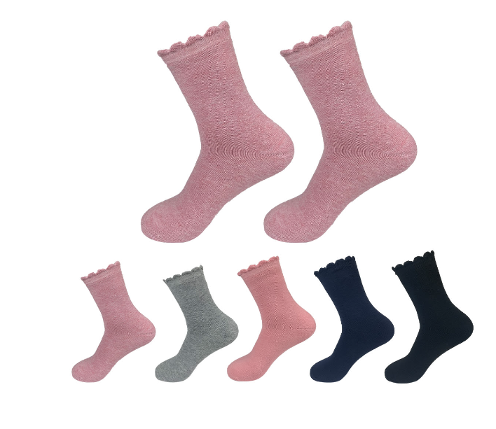CALCETINES ALGODÓN NIÑA MULTICOLOR JUVENIL LISO TOALLA TALLA 13-16 AÑO 12 UNID - 1
