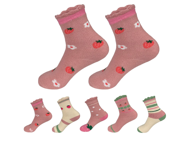 CALCETINES ALGODÓN NIÑA MULTICOLOR BEBE ESTAMPADO FRUTILLA TALLA 9-12 AÑO 12 UNID - 1