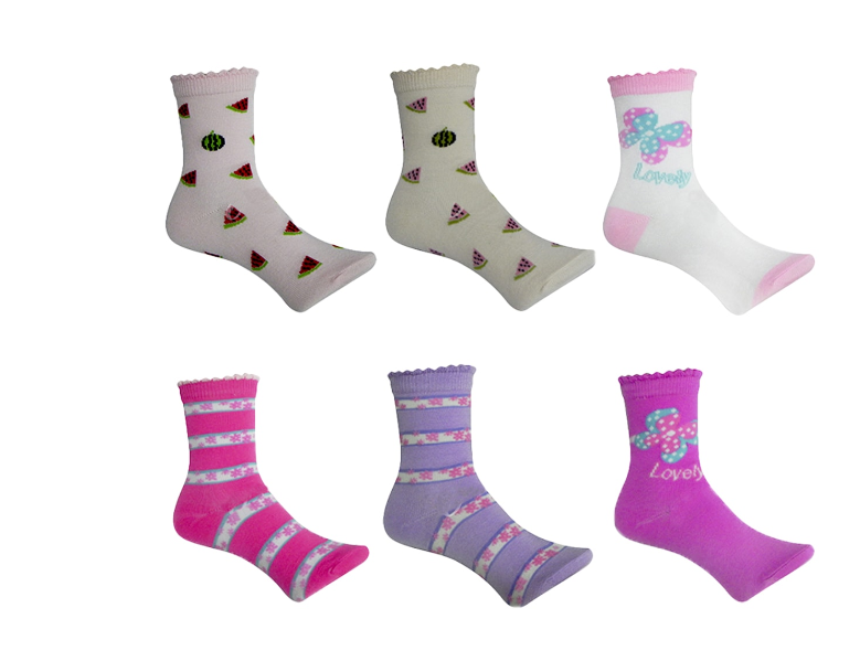 CALCETINES ALGODÓN NIÑA MULTICOLOR DISEÑO CORTE MEDIO TALLA 2 12 UNID - 1