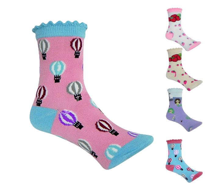 CALCETINES ALGODÓN NIÑA MULTICOLOR DIBUJOS SURTIDOS TALLA 4 12 UNID - 1