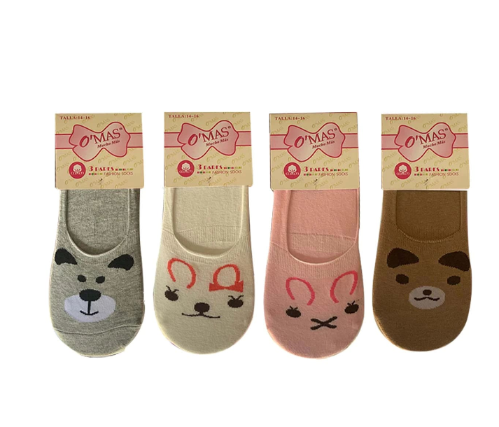 CALCETINES ALGODÓN NIÑA MULTICOLOR JUVENIL INVISIBLE DISEÑO GATO 12 UNID - 1