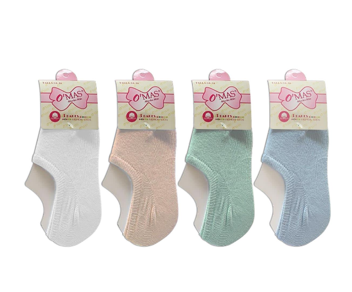 CALCETINES ALGODÓN NIÑA MULTICOLOR COLOR LISO INVISIBLE TALLA 14-16 12 UNID - 1