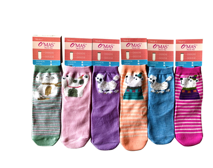 CALCETINES ALGODÓN NIÑA MULTICOLOR CORTE MEDIO ESTAMPADO TALLA 6 12 UNID - 1