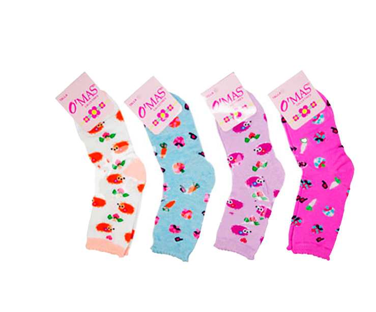 CALCETINES ALGODÓN NIÑA MULTICOLOR CORTE MEDIO ESTAMPADO CONEJO TALLA 2 12 UNID - 1