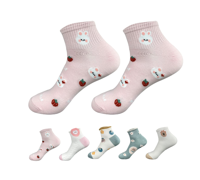CALCETINES ALGODÓN NIÑA MULTICOLOR JUVENIL ESTAMPADO 12 UNID - 1