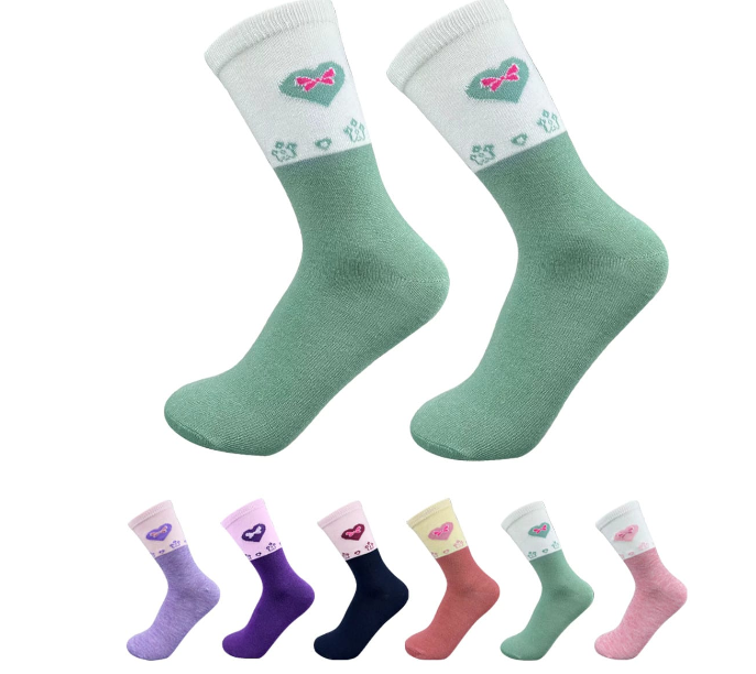 CALCETINES ALGODÓN NIÑA MULTICOLOR CORTE MEDIO ESTAMPADO CORAZON 6-9 AÑOS 12 UNID - 1