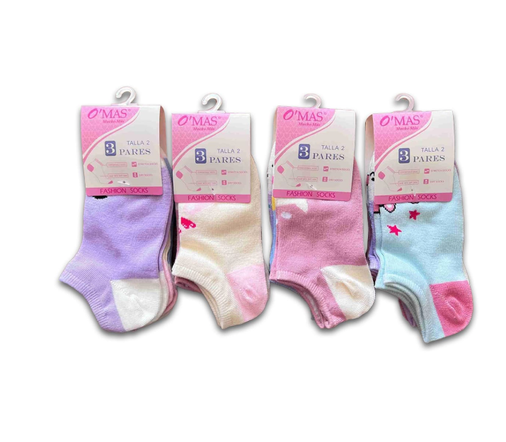 CALCETINES ALGODÓN NIÑA MULTICOLOR CORTE TOBILLO PANDA Y CERDO TALLA 6 12 UNID - 1