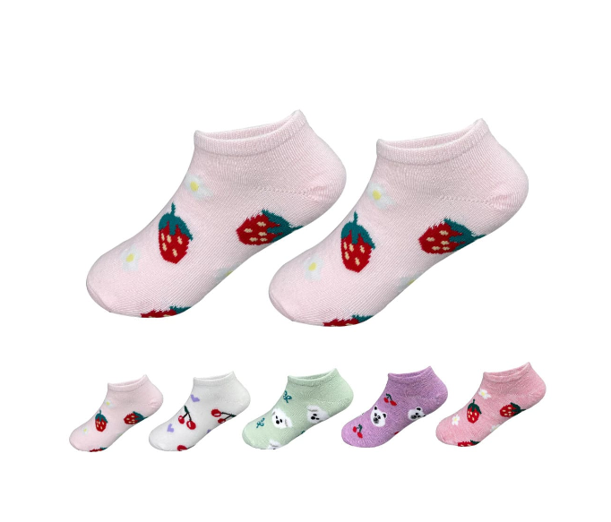 CALCETINES ALGODÓN NIÑA MULTICOLOR CORTE TOBILLO DISEÑO FRUTAS TALLA 6-9 12 UNID - 1