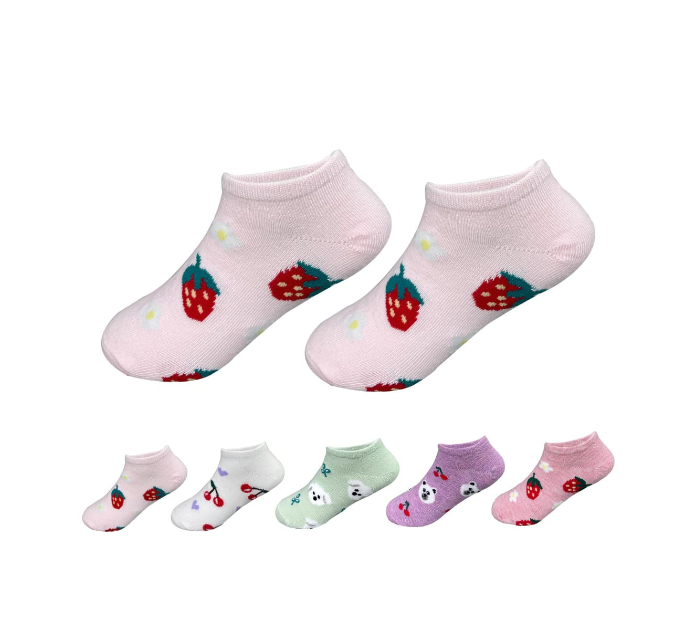 CALCETINES ALGODÓN NIÑA MULTICOLOR CORTE TOBILLO DISEÑO FRUTAS TALLA 9-12 12 UNID - 1