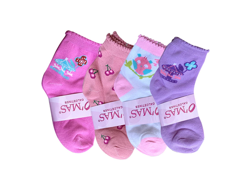PACK 3 CALCETINES ALGODÓN NIÑA MULTICOLOR BORDADO TALLA 6 12 UNID - 1