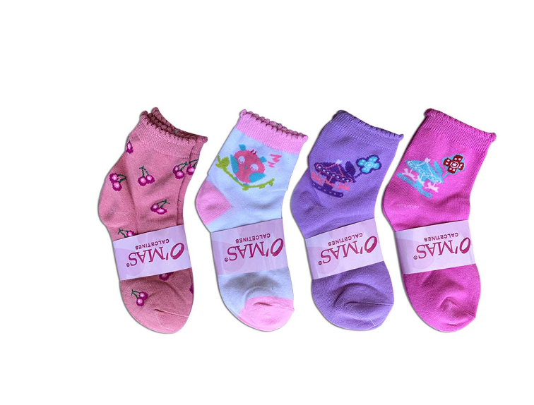PACK 3 CALCETINES ALGODÓN NIÑA MULTICOLOR BORDADO TALLA 4 12 UNID - 1