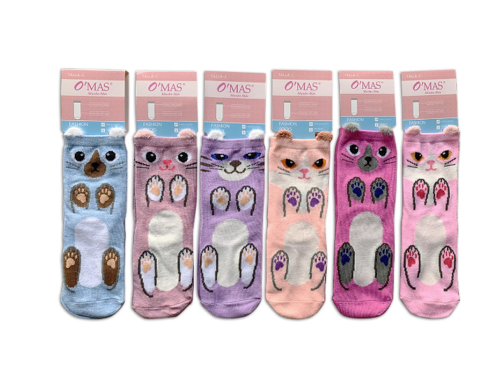 CALCETINES ALGODÓN NIÑA MULTICOLOR CORTE MEDIO ANIMALES POLAR TALLA 4 12 UNID - 1