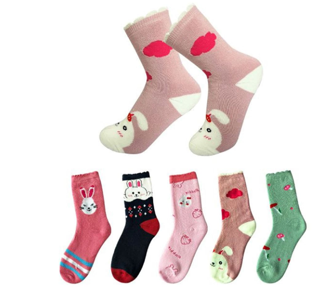 CALCETÍN ALGODÓN NIÑA MULTICOLOR BORDE PLUSH TALLA 4 12 UNID - 1