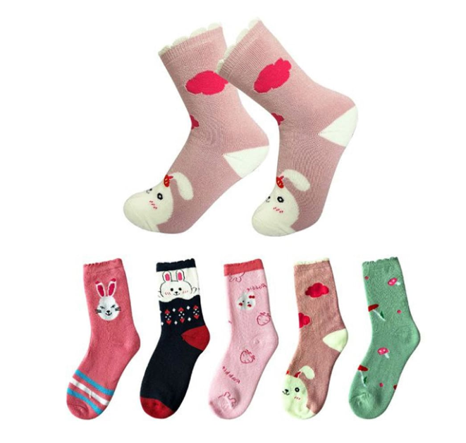 CALCETÍN ALGODÓN NIÑA MULTICOLOR BORDE PLUSH TALLA 2 12 UNID - 1